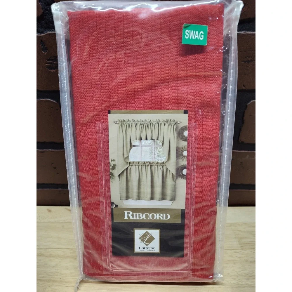 Swag curtain red Ribcord Lorraine Home Fashions NEW 54 X 38 inch